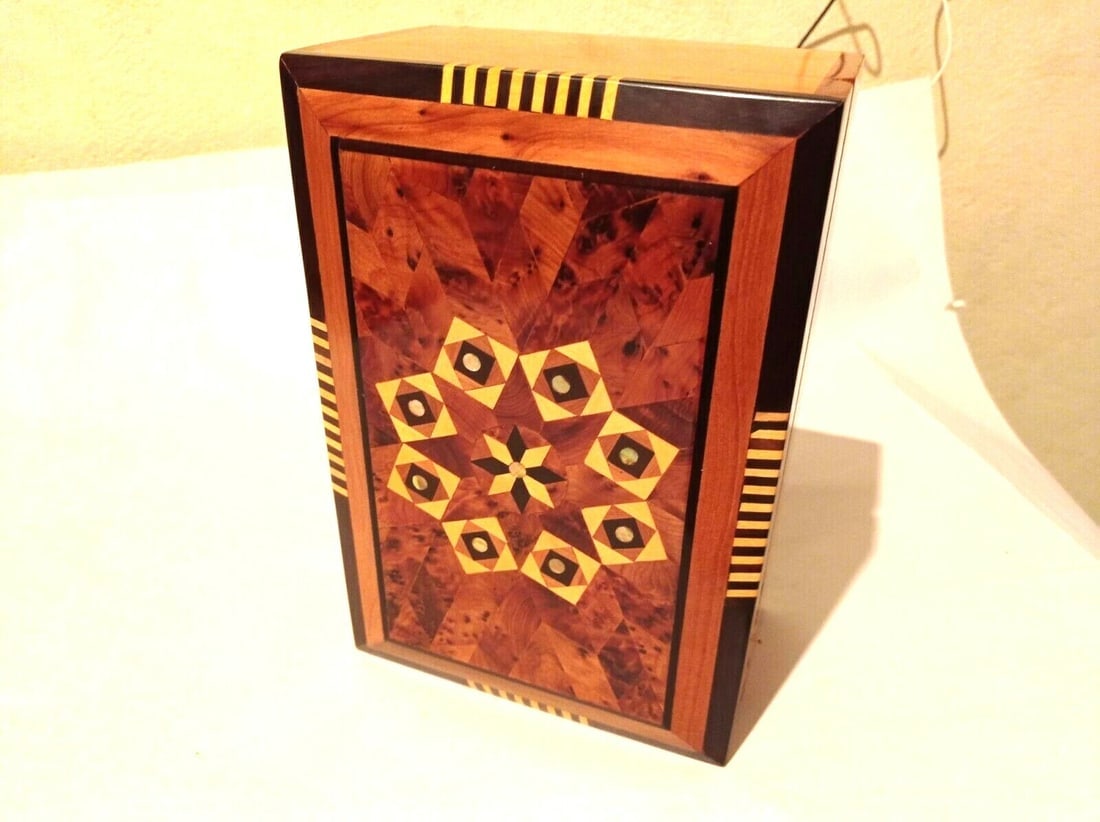Inlaid Thuya Burl Wood Jewelry Box - 3