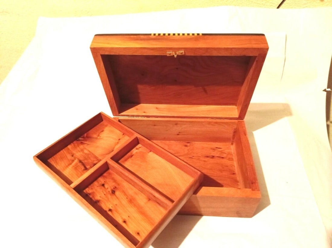 Inlaid Thuya Burl Wood Jewelry Box - 4