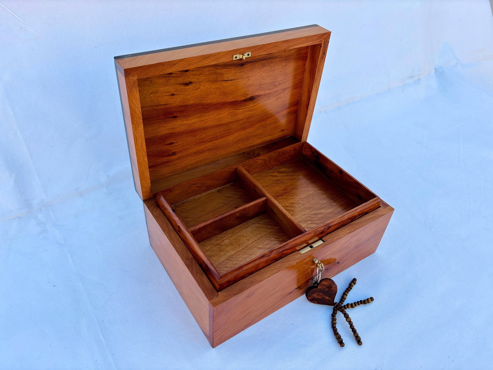 Lockable Thuya Burl Wood Jewelry Box – 12 × 8" - 4