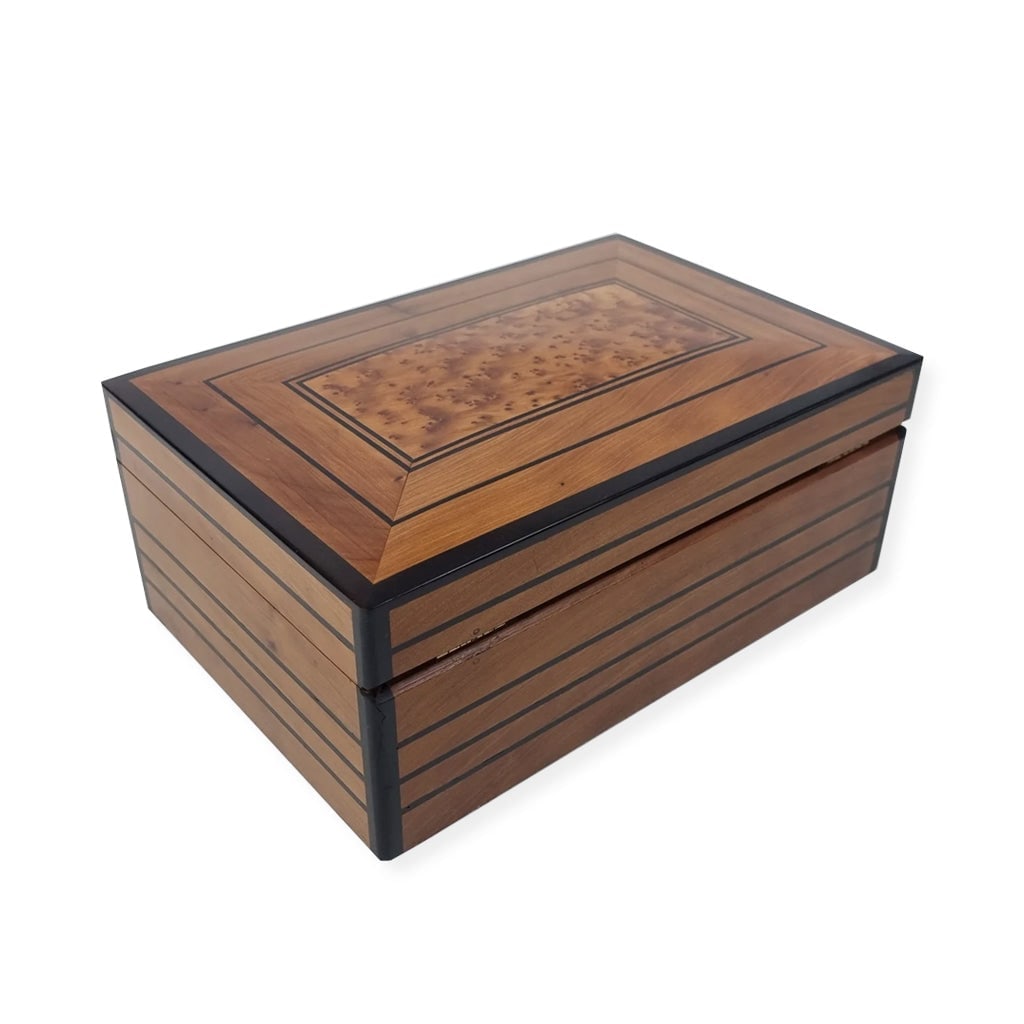 Lockable Thuya Burl Wood Jewelry Box - 3