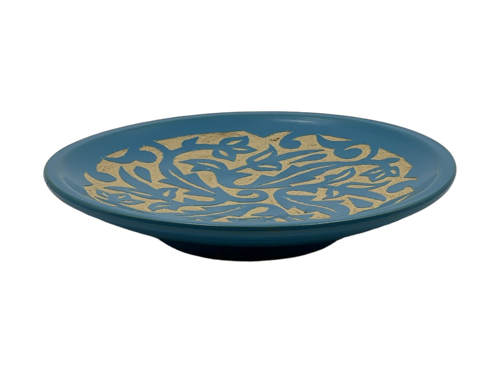 Handcrafted Turquoise Clay Pottery Plate – Natural Pigments - 2