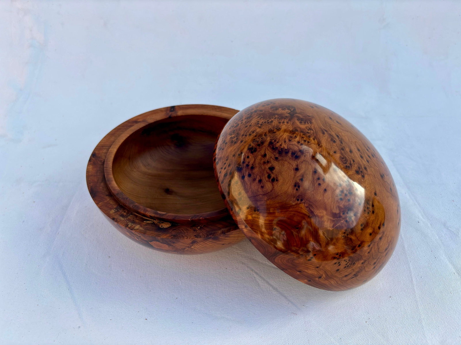 Lockable Thuya Burl Wood Jewelry Box – 8 × 8" - 2