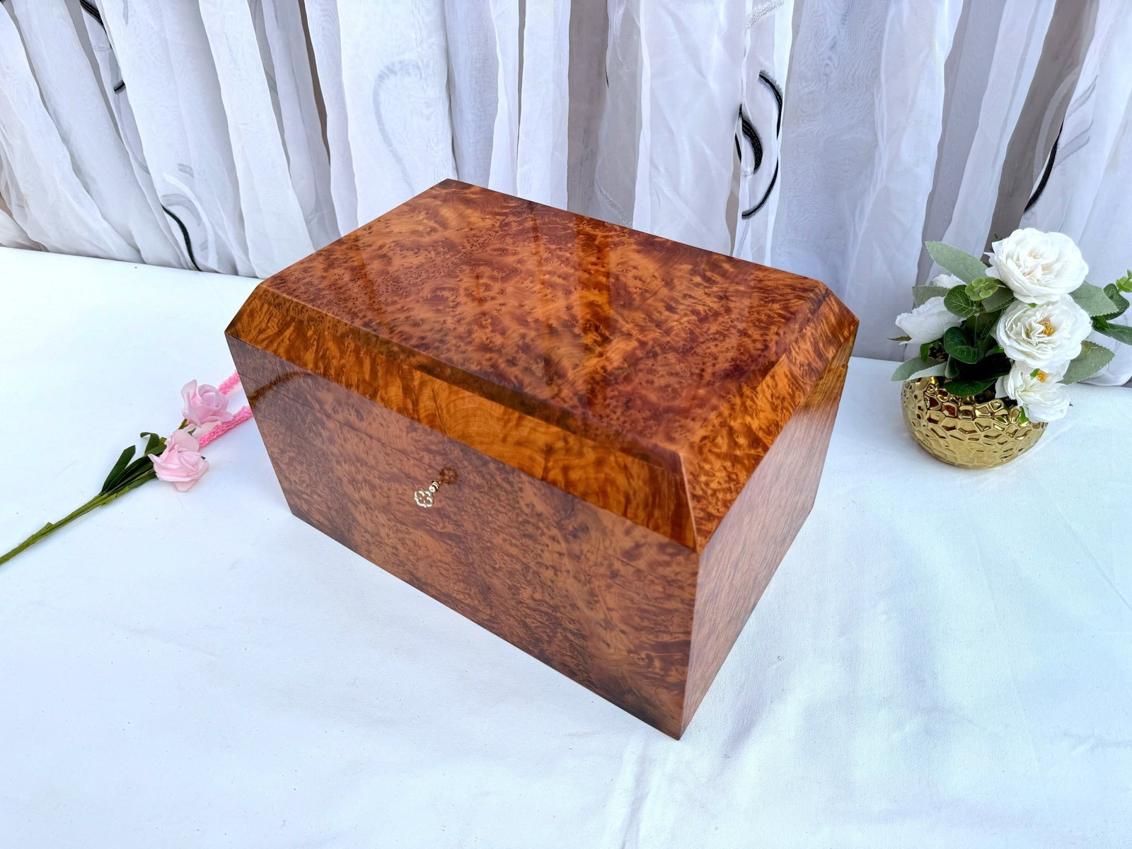 Thuya Burl Wood Jewelry Box – 15 × 10" - 10