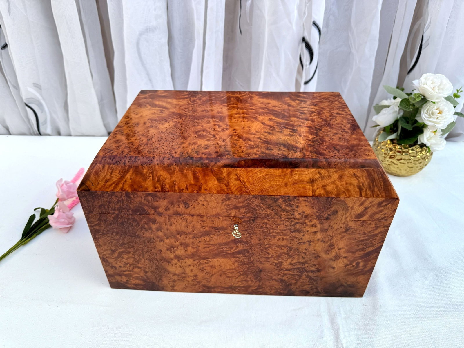 Thuya Burl Wood Jewelry Box – 15 × 10" - 4
