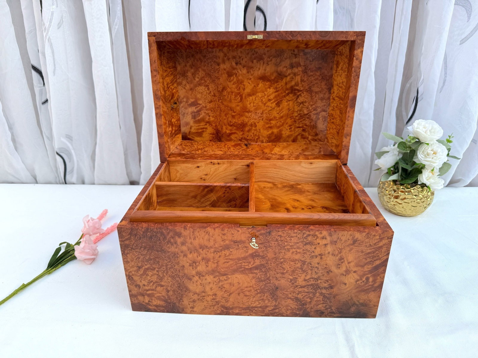Thuya Burl Wood Jewelry Box – 15 × 10" - 5