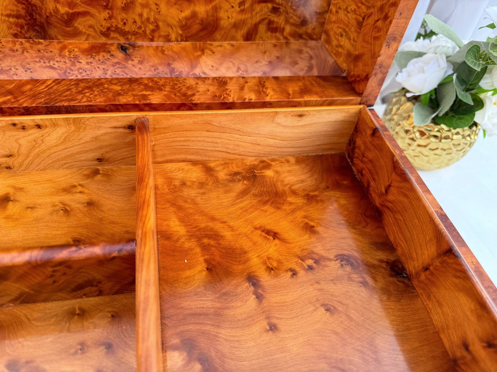 Thuya Burl Wood Jewelry Box – 15 × 10" - 9