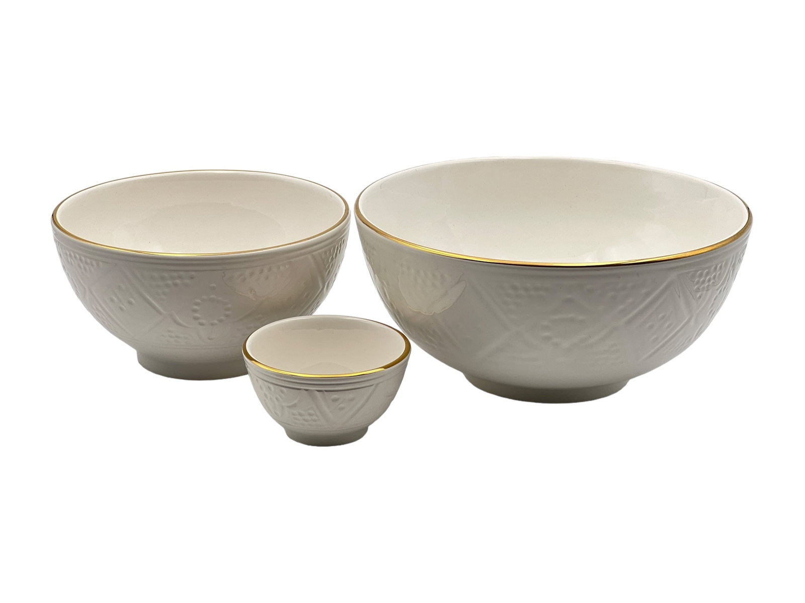 Vintage Round Handcrafted White Clay Bowl – Real Gold Foil - 2
