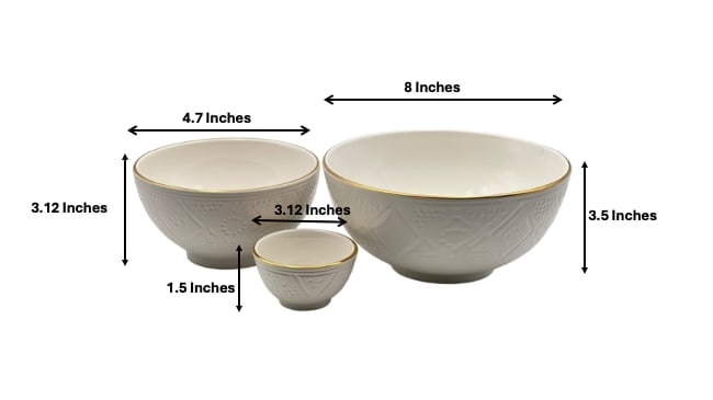 Vintage Round Handcrafted White Clay Bowl – Real Gold Foil - 3