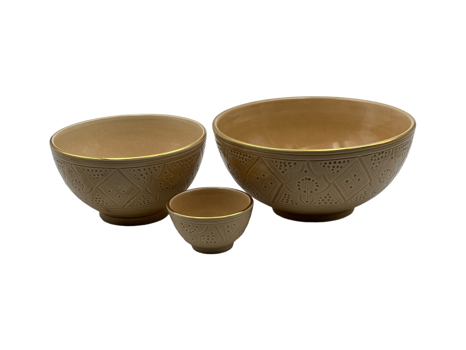 Vintage Round Handcrafted White Clay Bowl – Real Gold Foil - 4