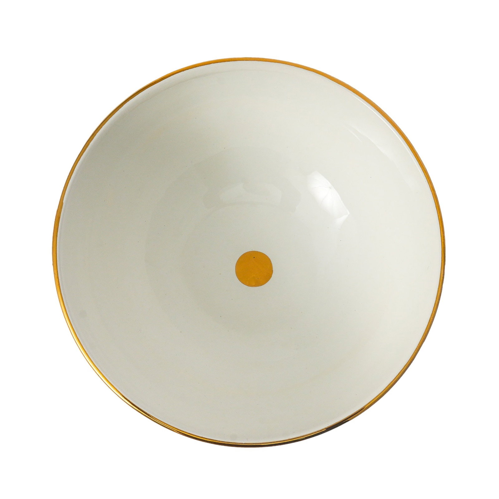 Vintage Round Handcrafted White Clay Bowl – Real Gold Foil - 7