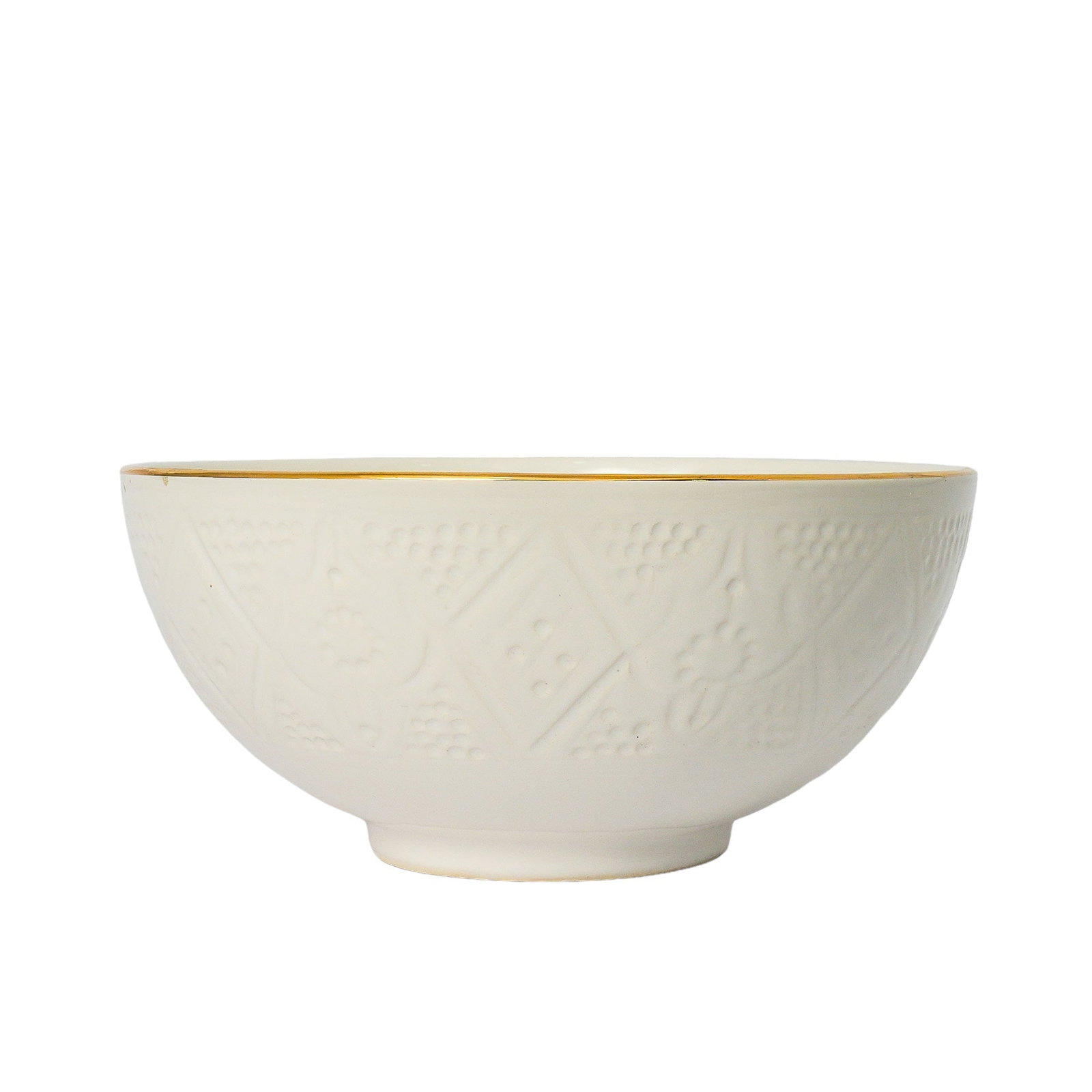 Vintage Round Handcrafted White Clay Bowl – Real Gold Foil - 9