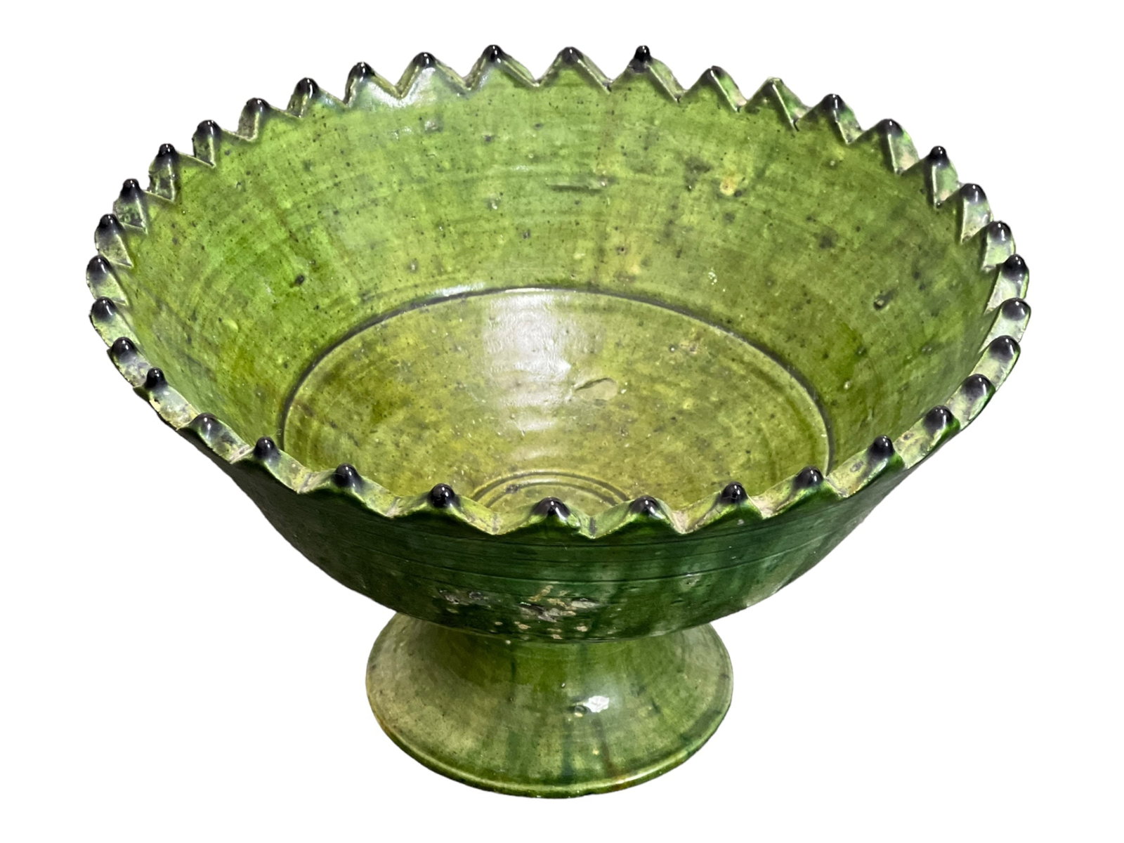 Handcrafted Footed Tamegroute Pottery Bowl – Natural Glaze - 2
