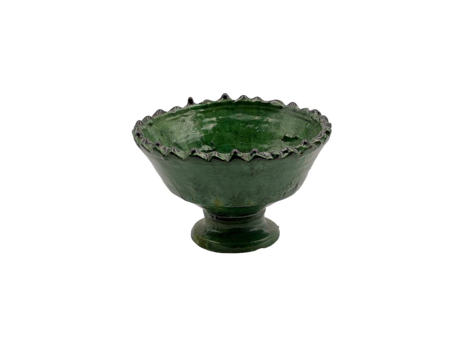 Handcrafted Footed Tamegroute Pottery Bowl – Natural Glaze - 7