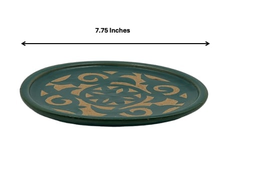 Handcrafted Royal Green Clay Pottery Plate – Natural Pigments - 3