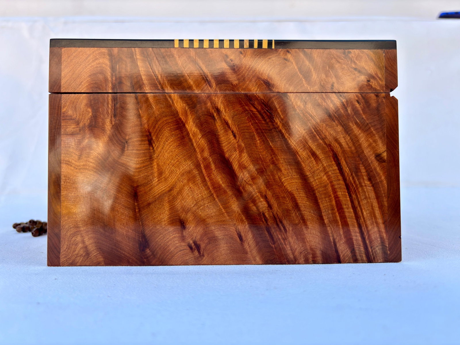Lockable Thuya Burl Wood Jewelry Box – 12 × 8" - 11