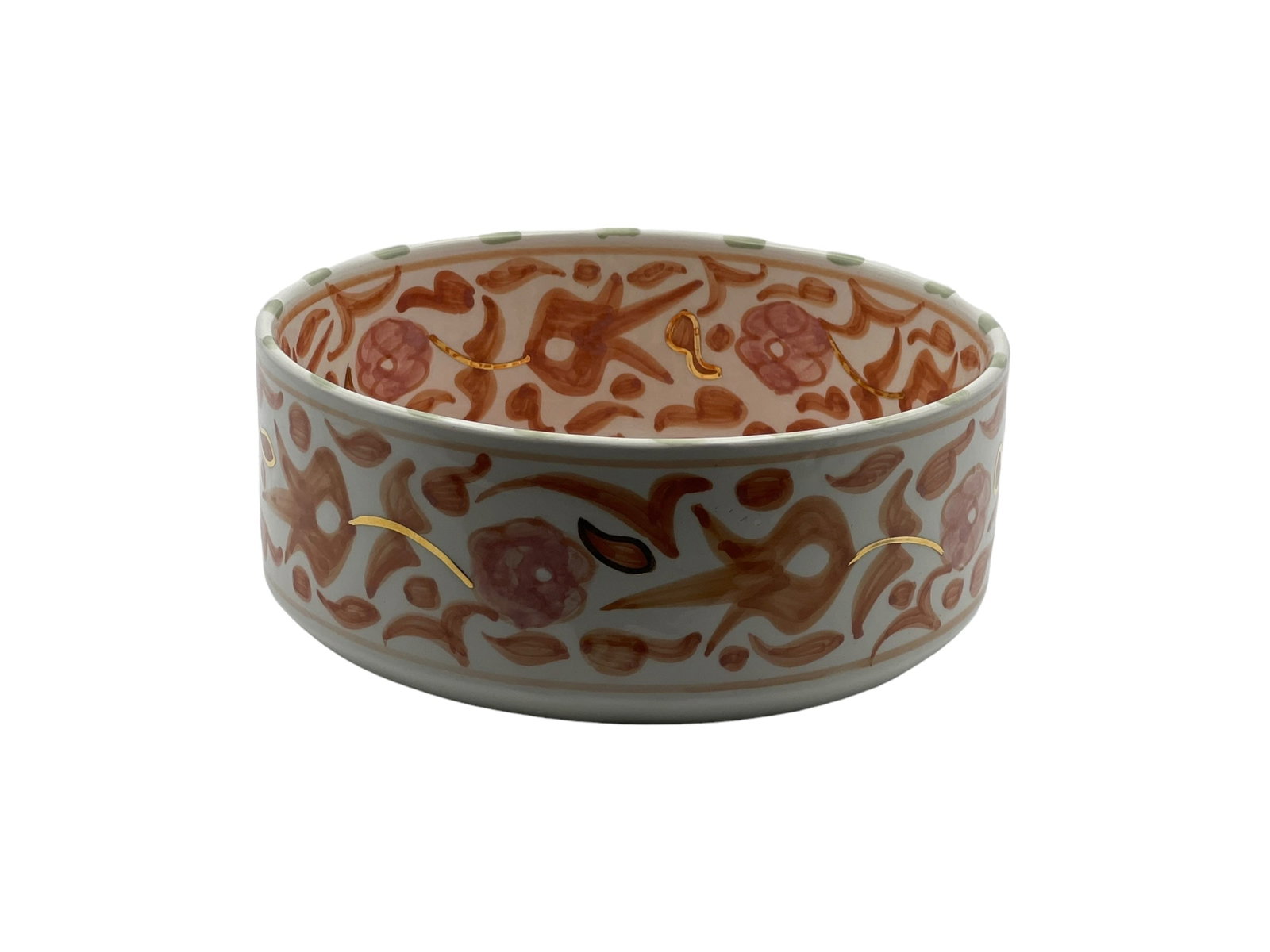 Vintage Handcrafted White Clay Bowl – Real Gold Foil - 8