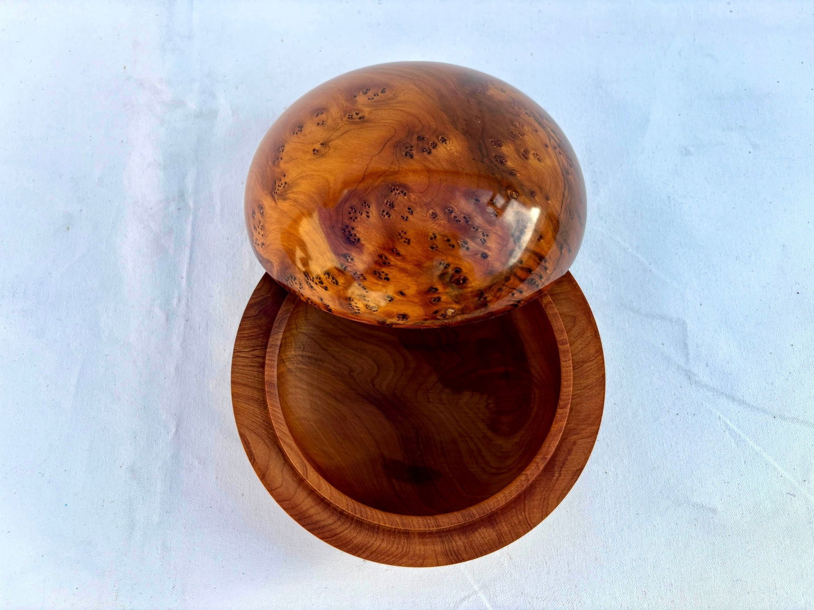 Lockable Thuya Burl Wood Jewelry Box – 7 × 7" - 3