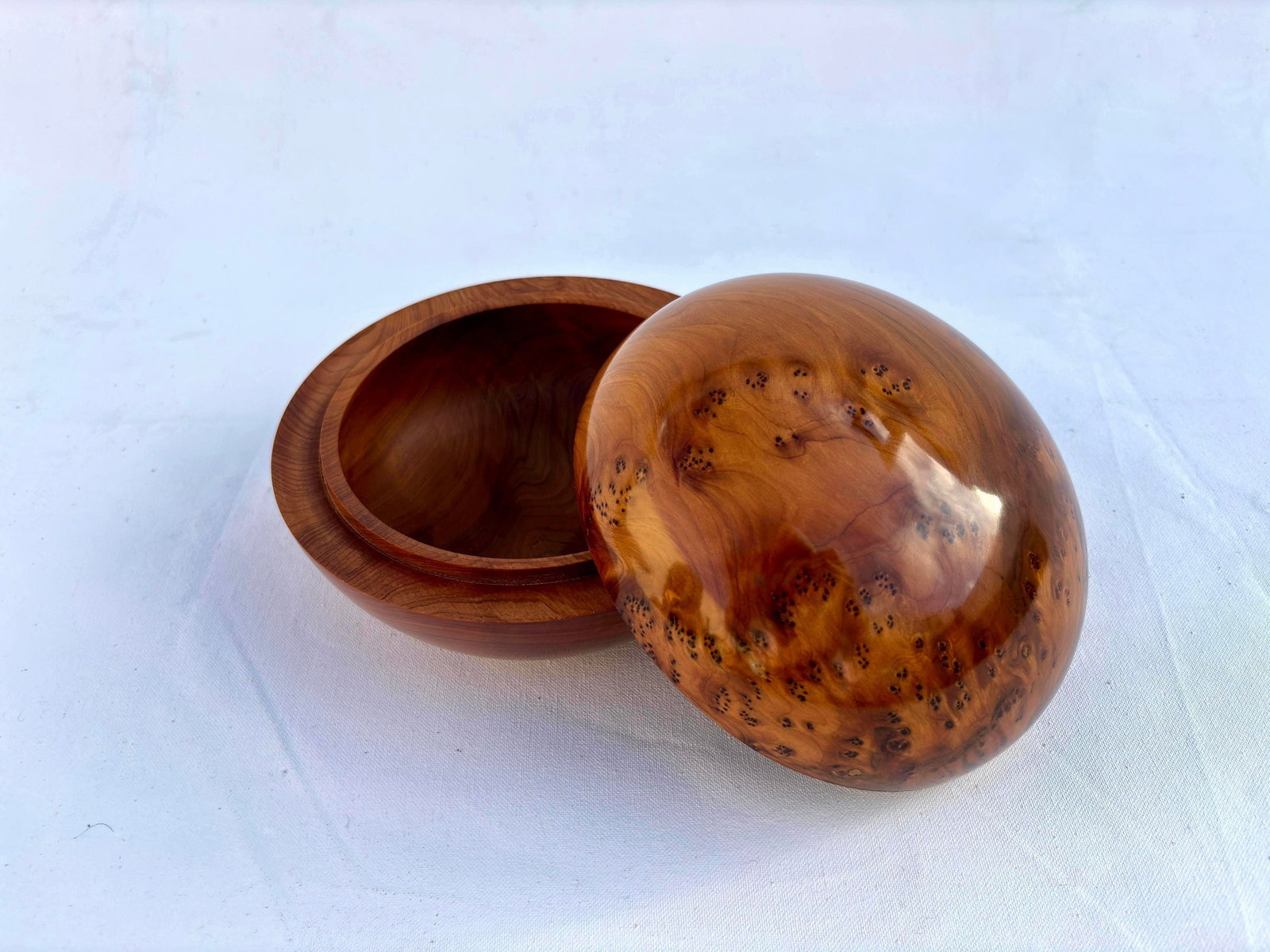 Lockable Thuya Burl Wood Jewelry Box – 7 × 7" - 7