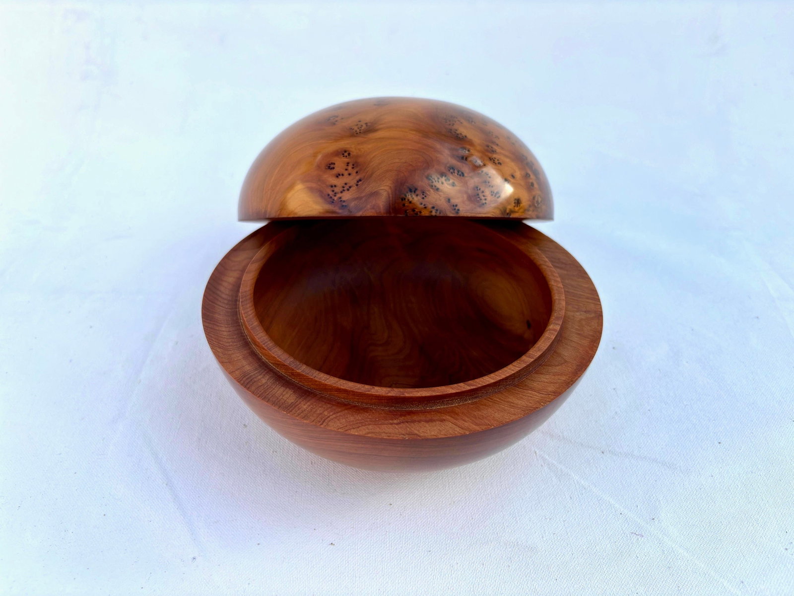 Lockable Thuya Burl Wood Jewelry Box – 7 × 7" - 8