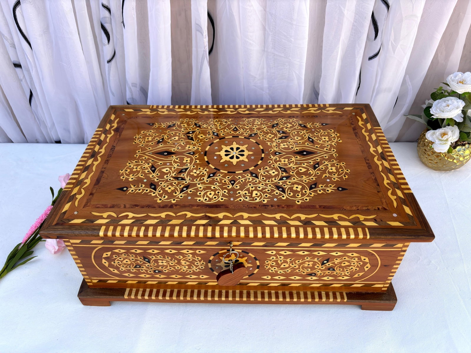 Extra Large Thuya Burl Wood Jewelry Box – 22 × 14" - 6