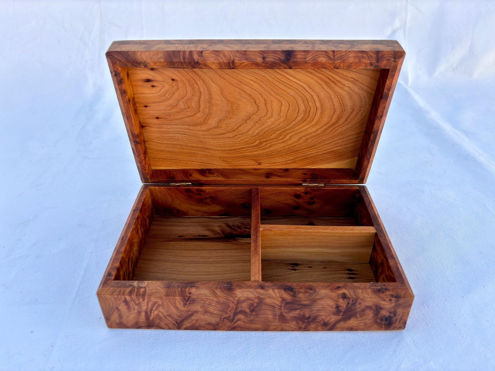 Lockable Thuya Burl Wood Jewelry Box – 8 × 5" - 6