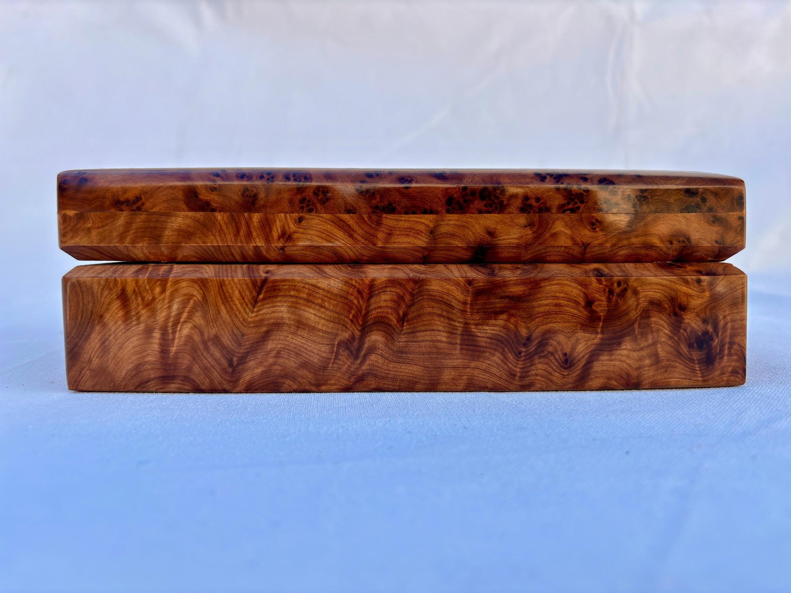 Lockable Thuya Burl Wood Jewelry Box – 8 × 5" - 9