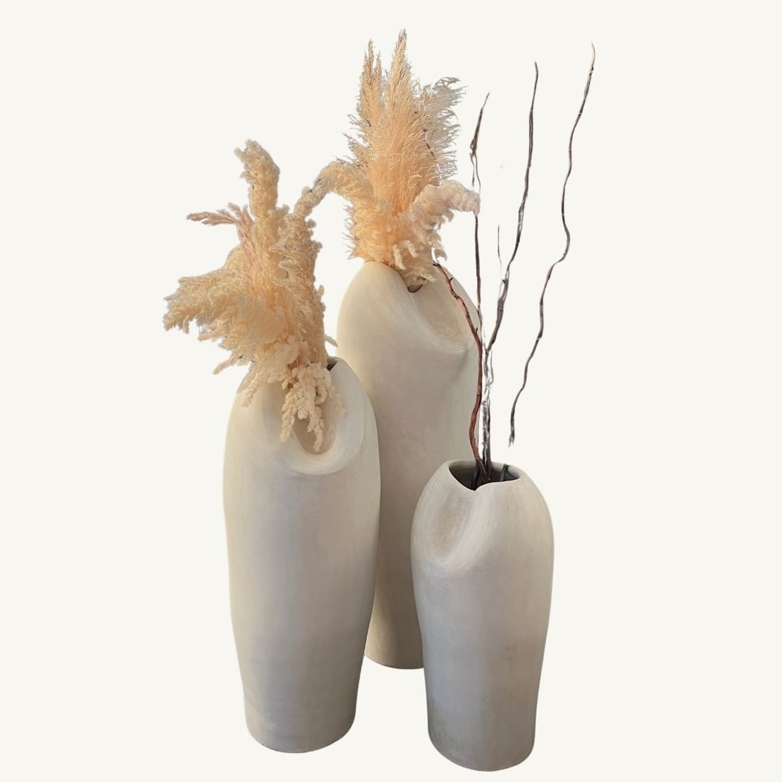 Handmade Sculptural Tadelakt Vase Set - 4