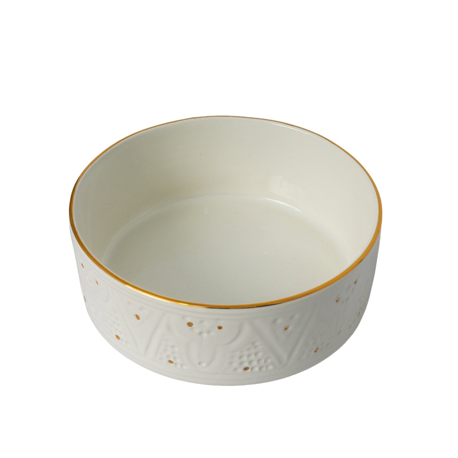 Vintage Handcrafted White Clay Bowl – Real Gold Foil - 7