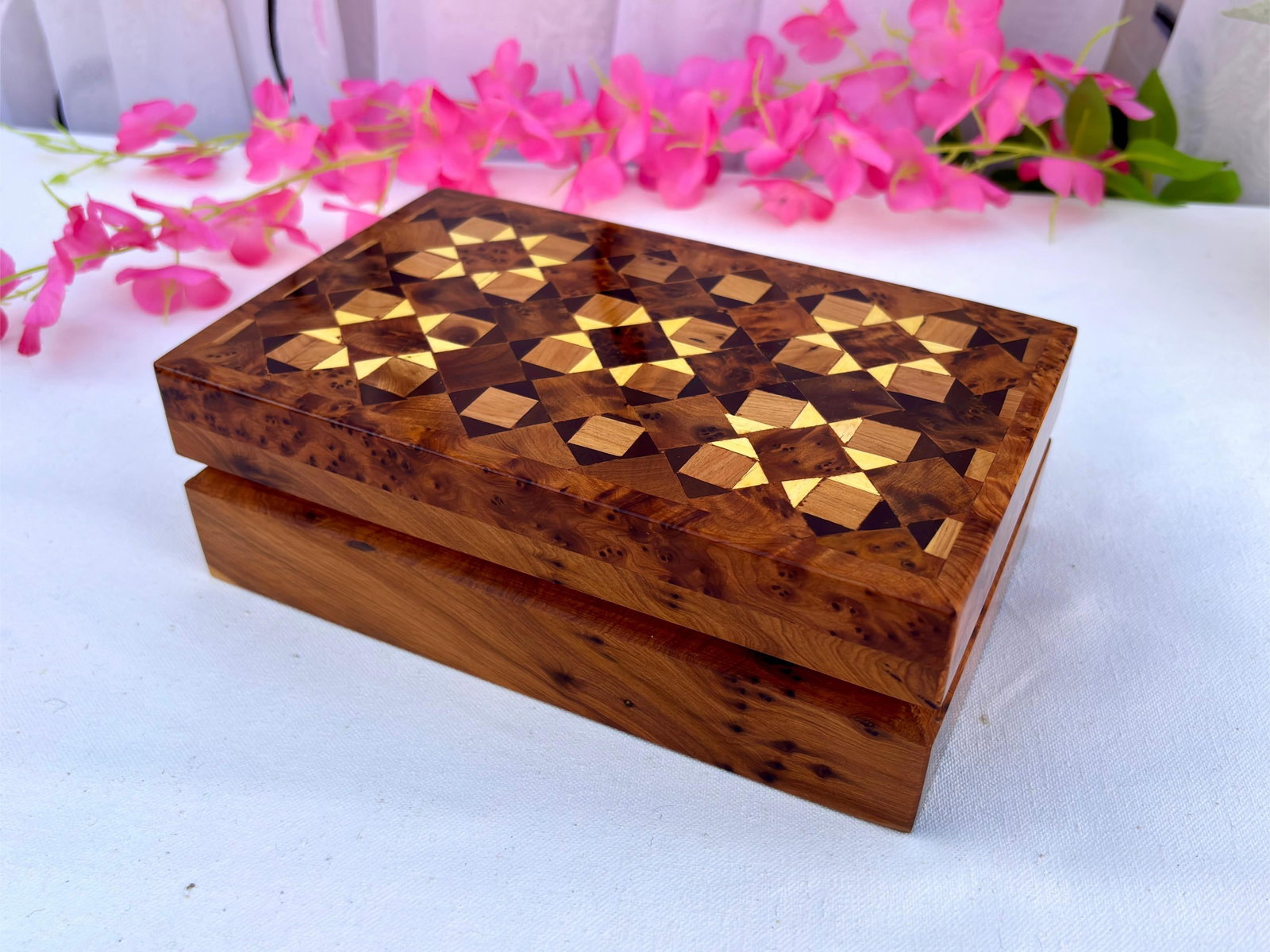 Thuya Burl Wood Jewelry Box – 8 × 5" - 3