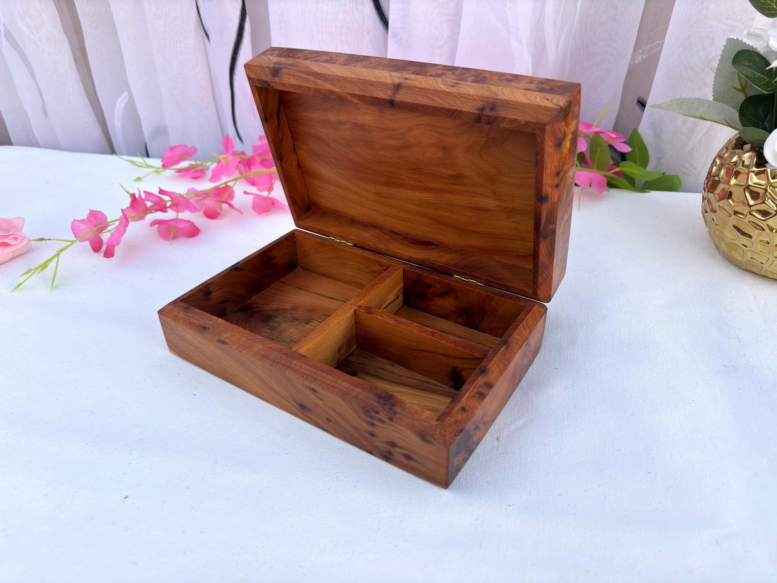 Thuya Burl Wood Jewelry Box – 8 × 5" - 4