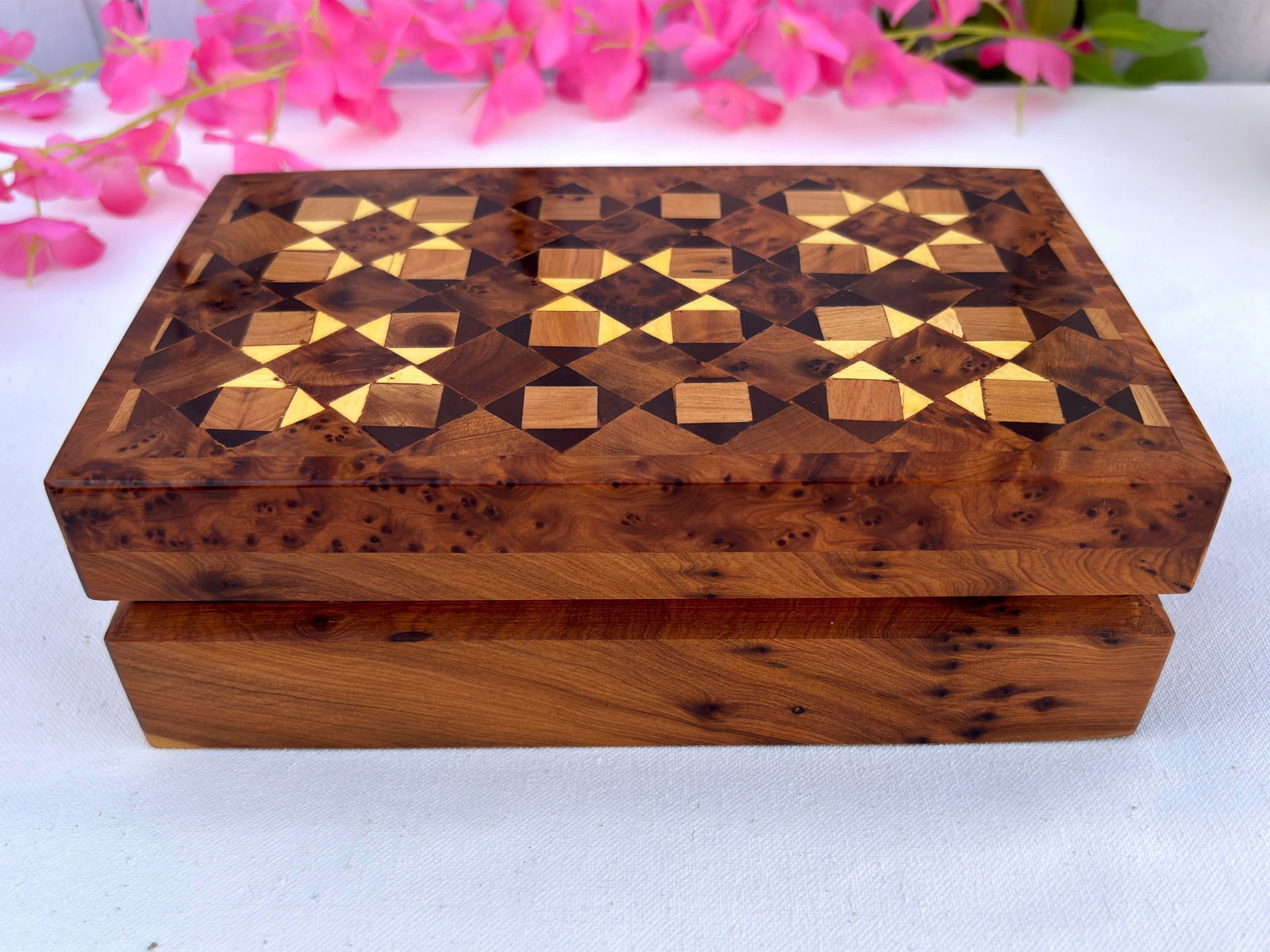 Thuya Burl Wood Jewelry Box – 8 × 5" - 8