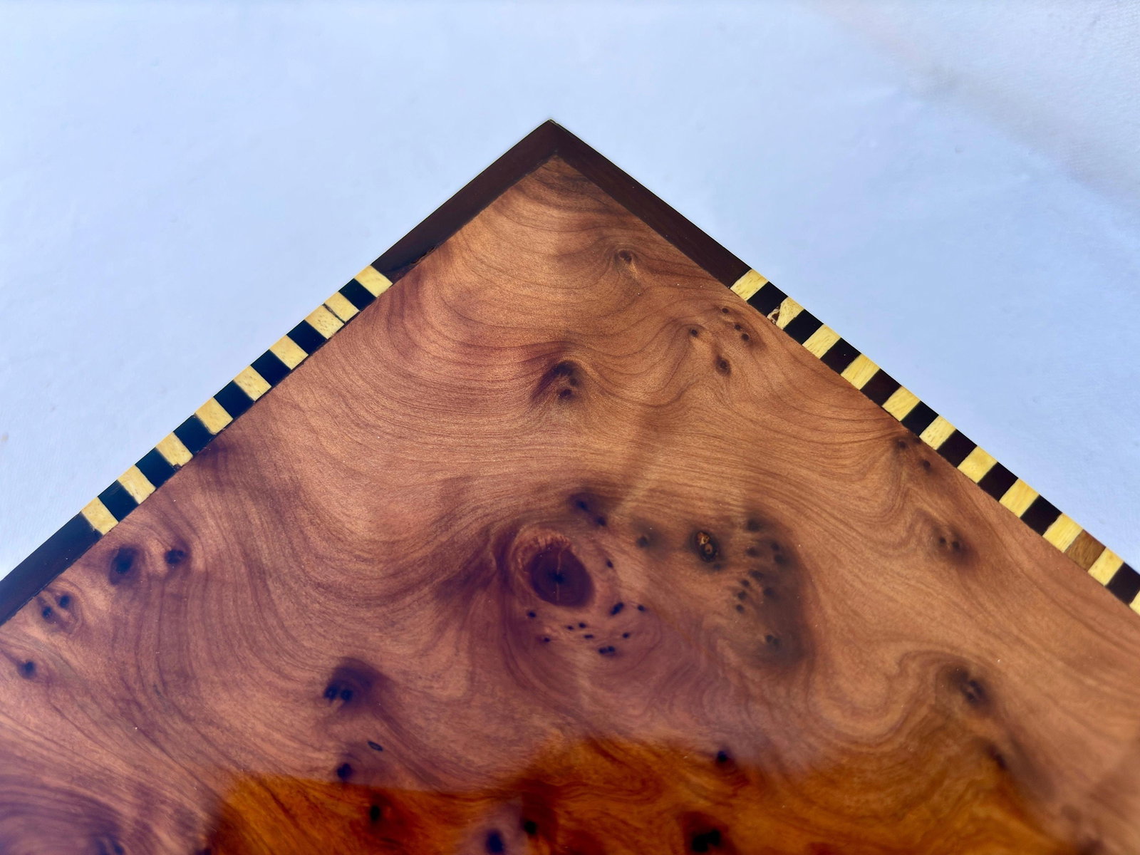 Lockable Thuya Burl Wood Jewelry Box – 9 × 6" - 4