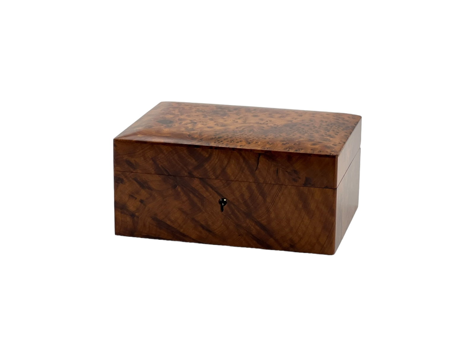 Lockable Thuya Burl Wood Jewelry Box - 3