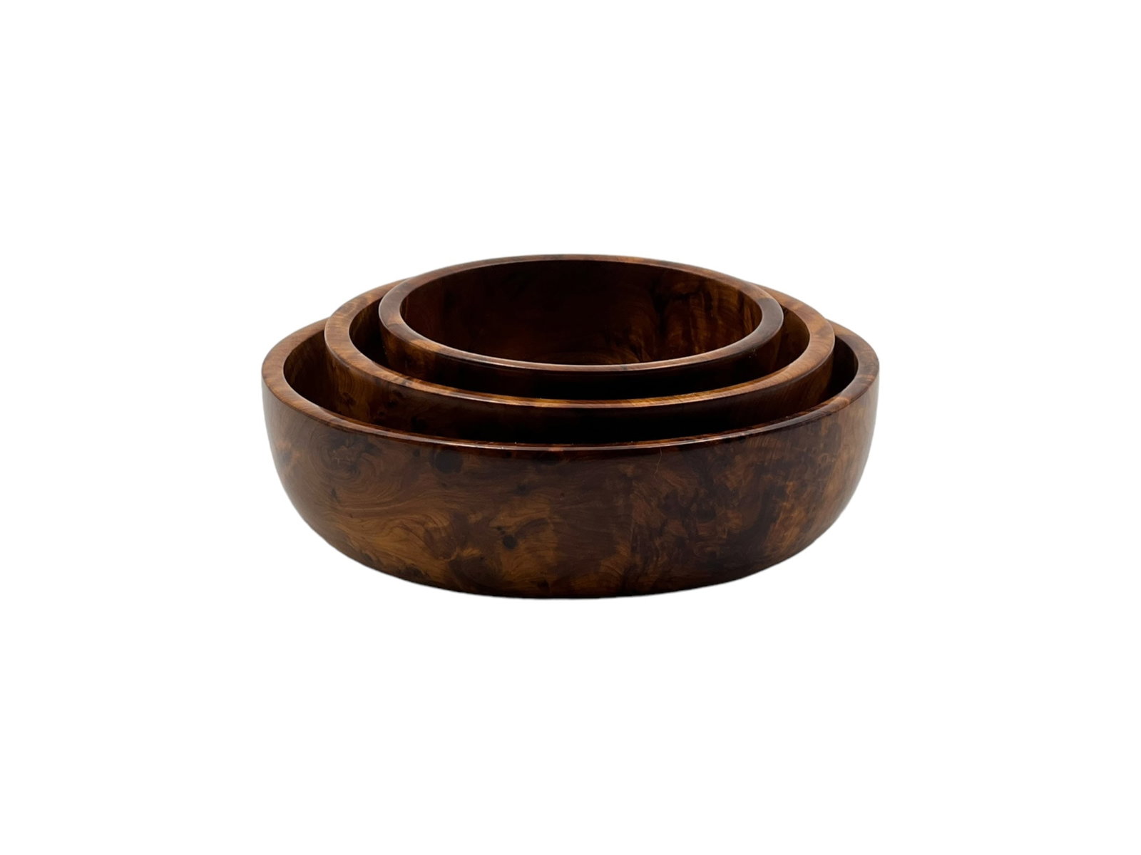 Handcrafted Thuya Wood Serving Bowls – Set of 3 - 3