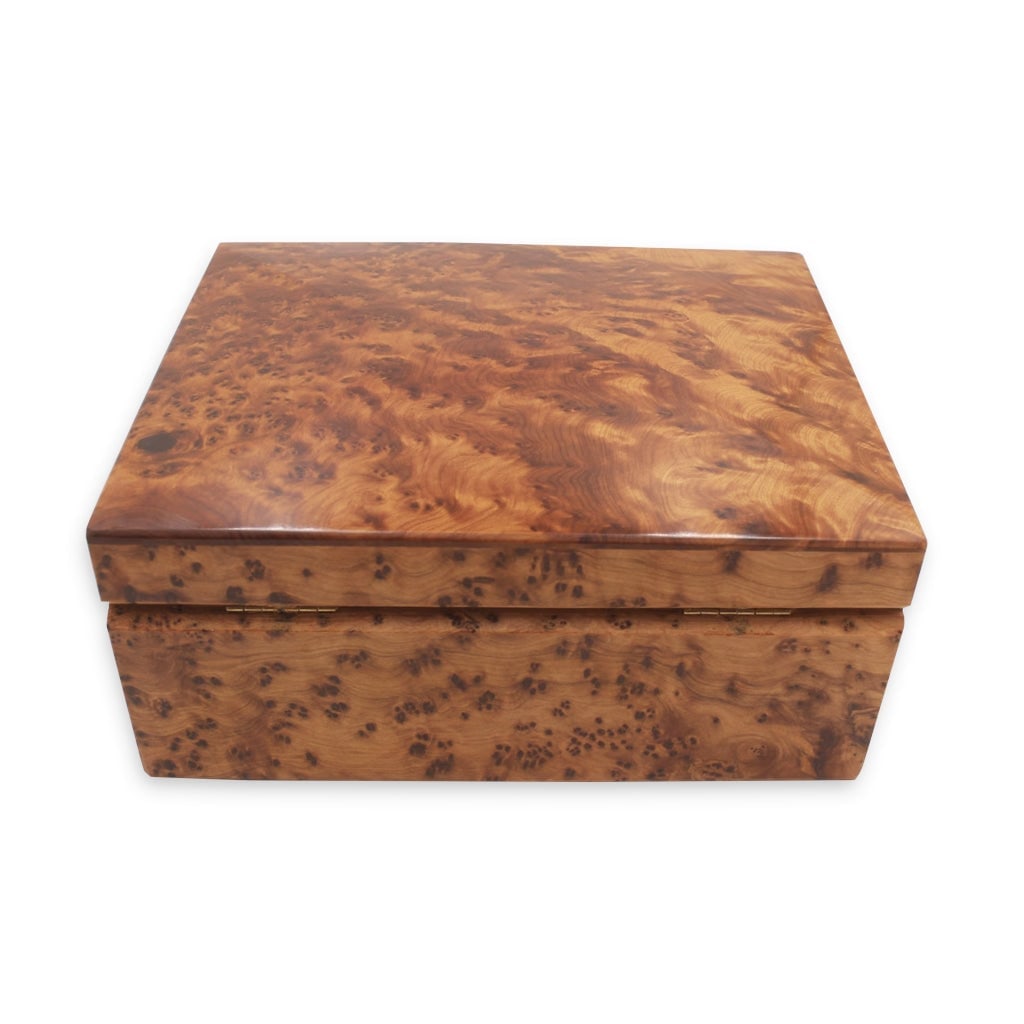 Lockable Thuya Burl Wood Jewelry Box - 2