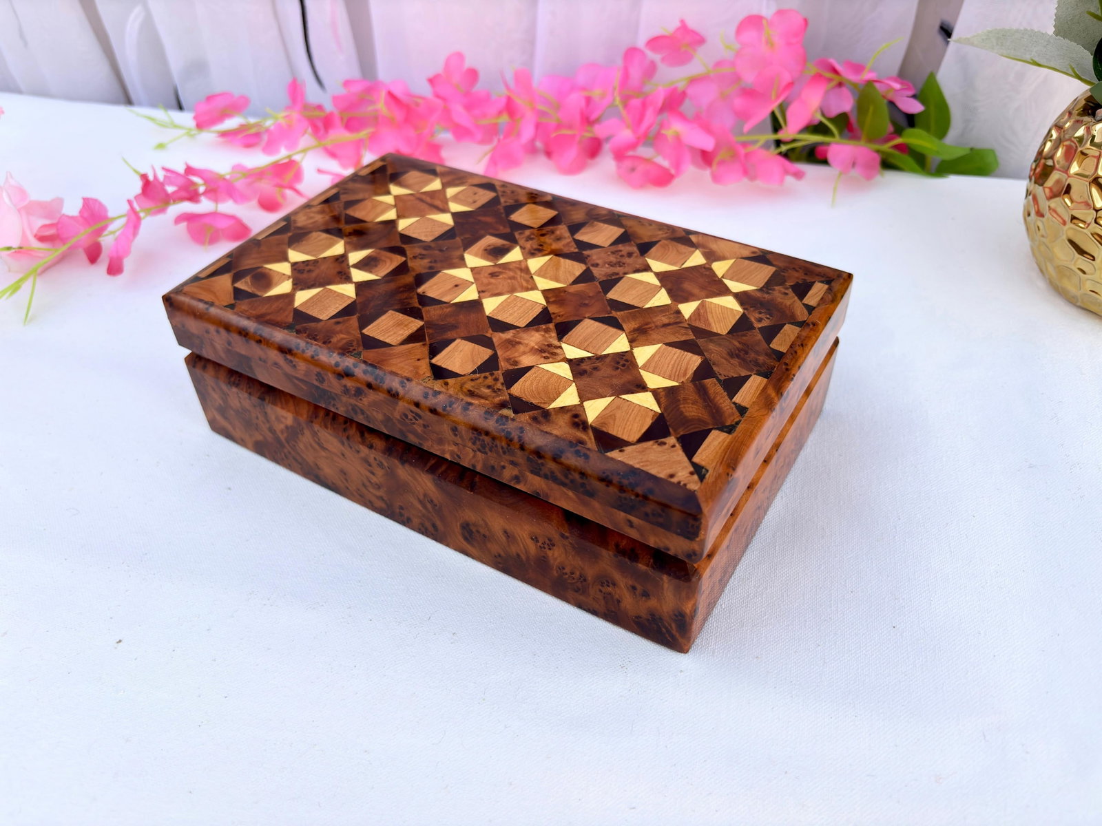 Thuya Burl Wood Jewelry Box – 8 × 5" - 3