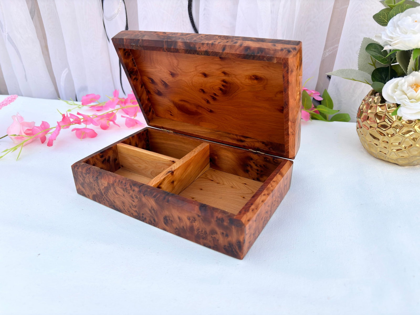 Thuya Burl Wood Jewelry Box – 8 × 5" - 4