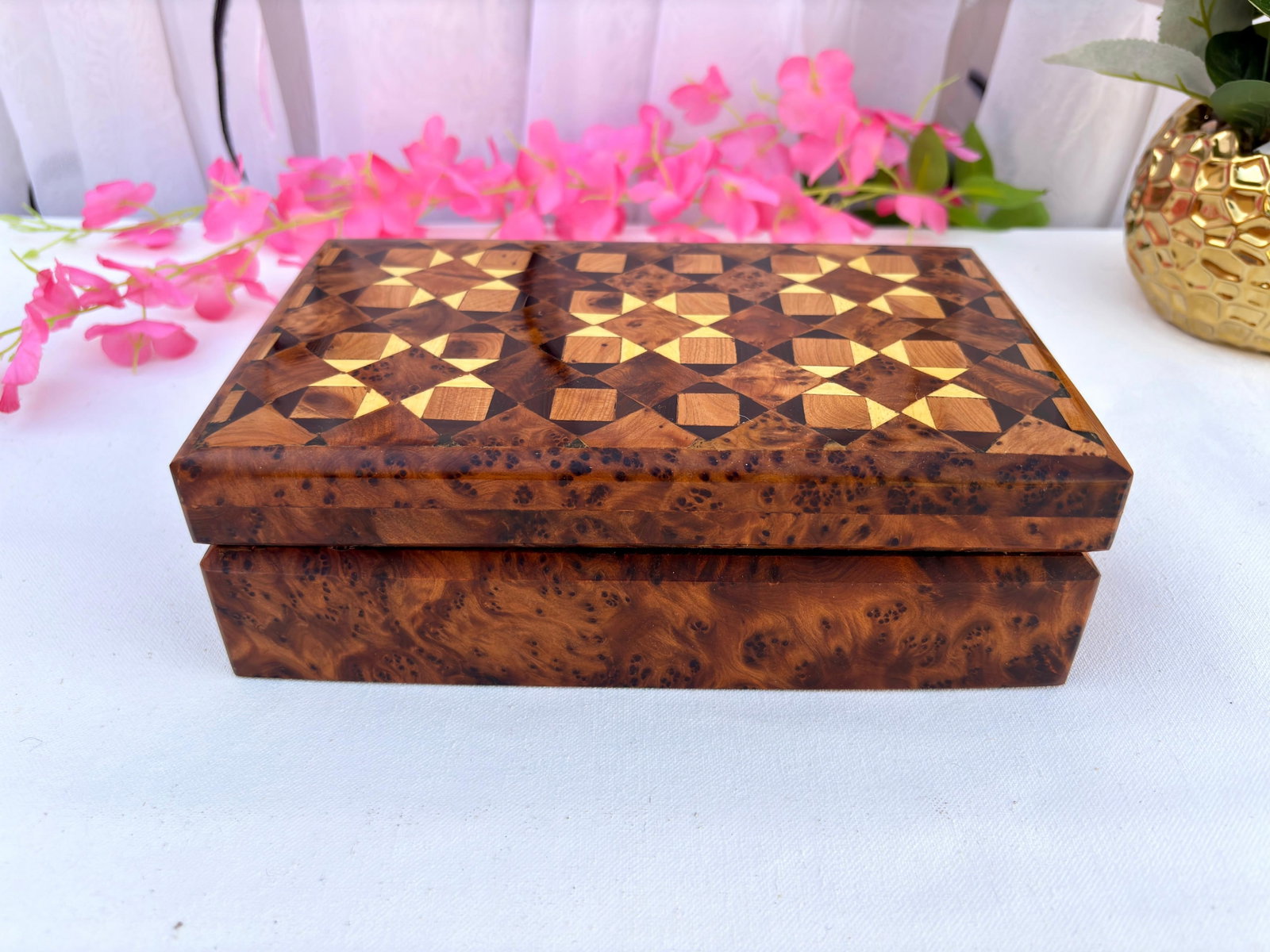 Thuya Burl Wood Jewelry Box – 8 × 5" - 9