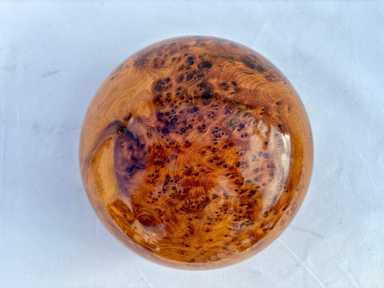 Lockable Thuya Burl Wood Jewelry Box – 9 × 9" - 5
