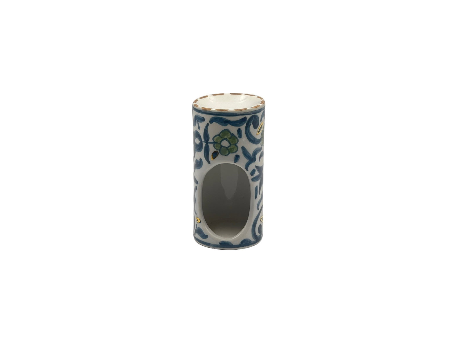 Vintage White Clay Scented Oil Burner – Natural Dyes and Real Gold Foil - 4