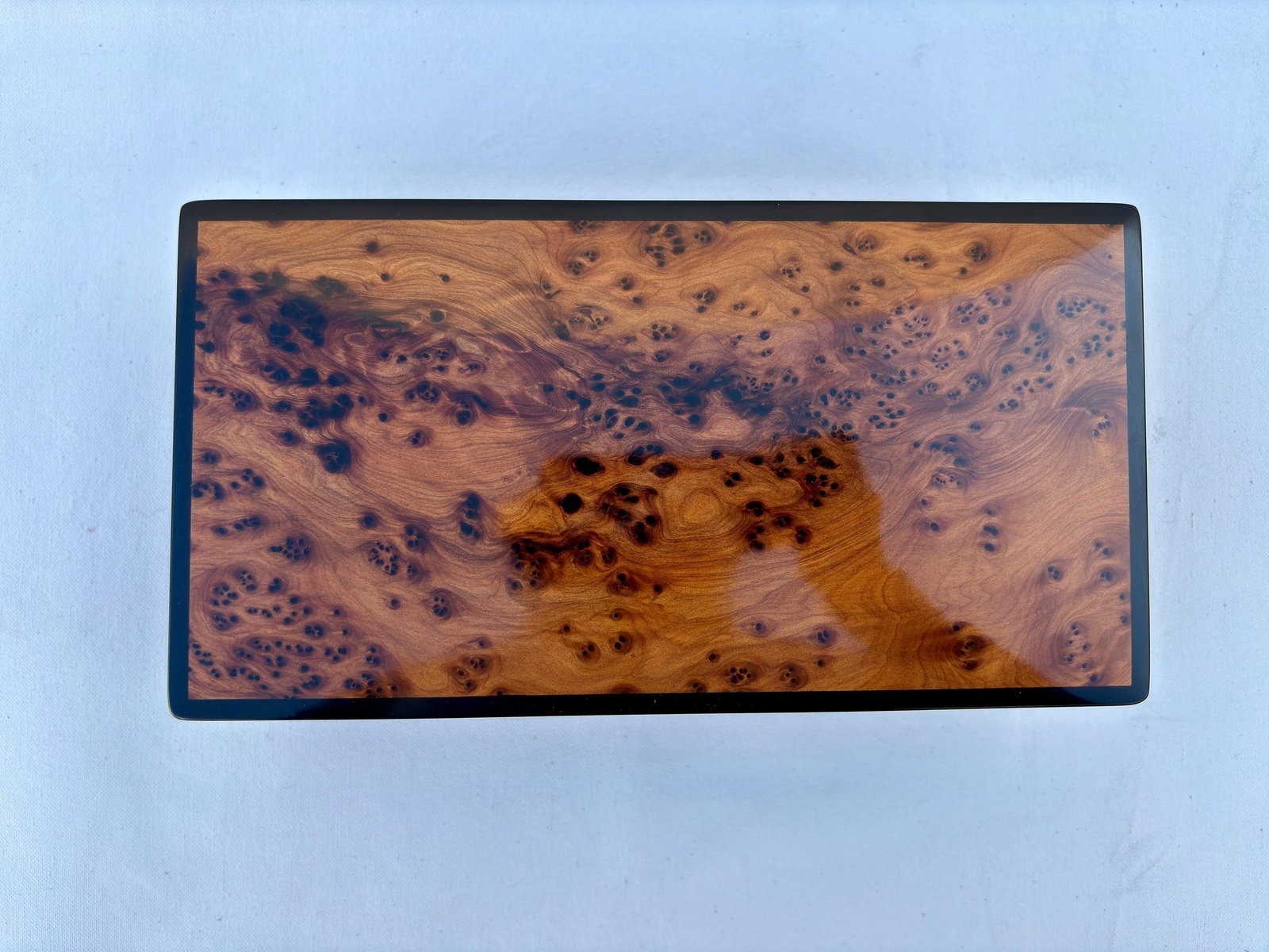 Lockable Thuya Burl Wood Jewelry Box – 10 × 6" - 2