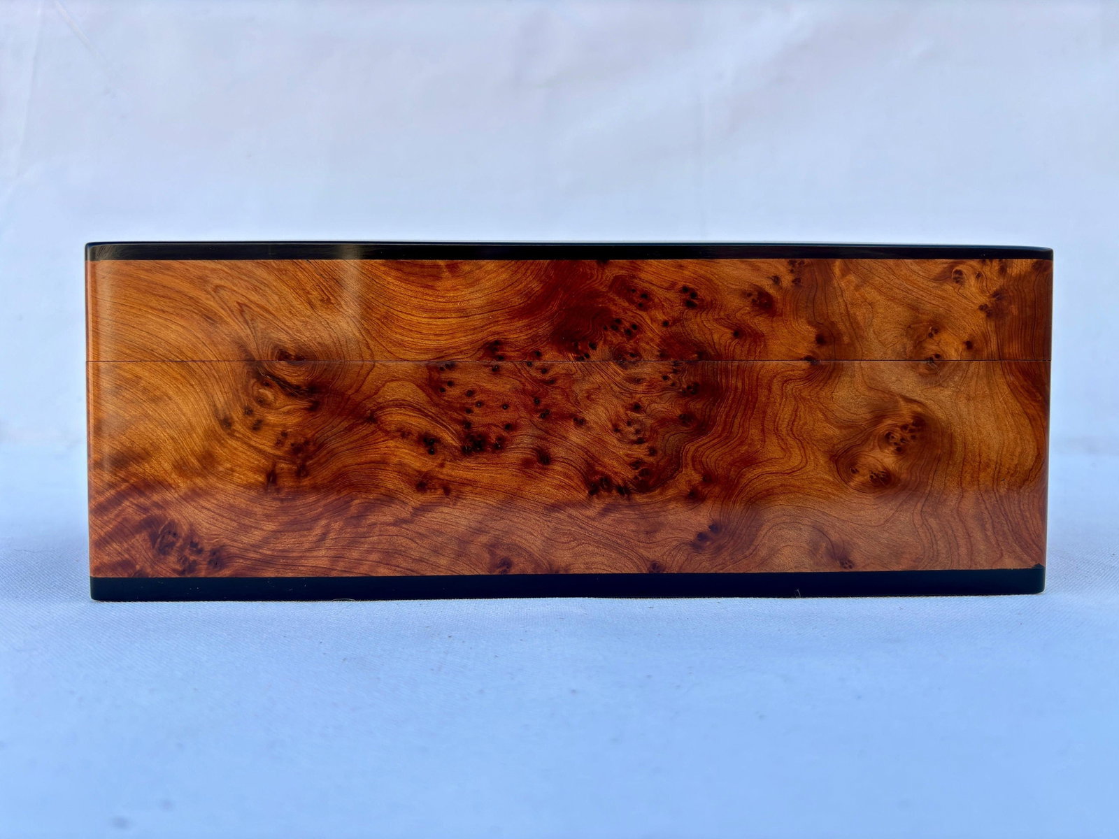 Lockable Thuya Burl Wood Jewelry Box – 10 × 6" - 7