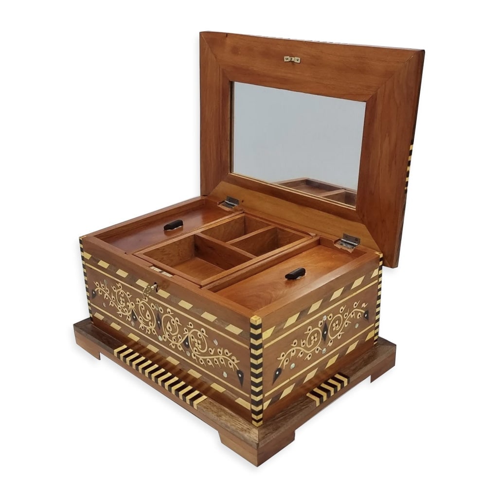 Thuya Wood Jewelry Organizer with Mirror – Handcrafted - 2