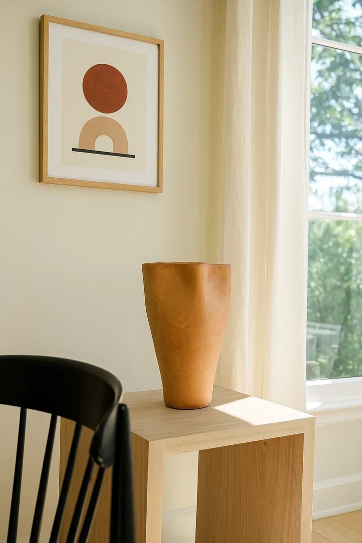 Organic Sculptural Tadelakt Plaster Vase – Handcrafted - 2