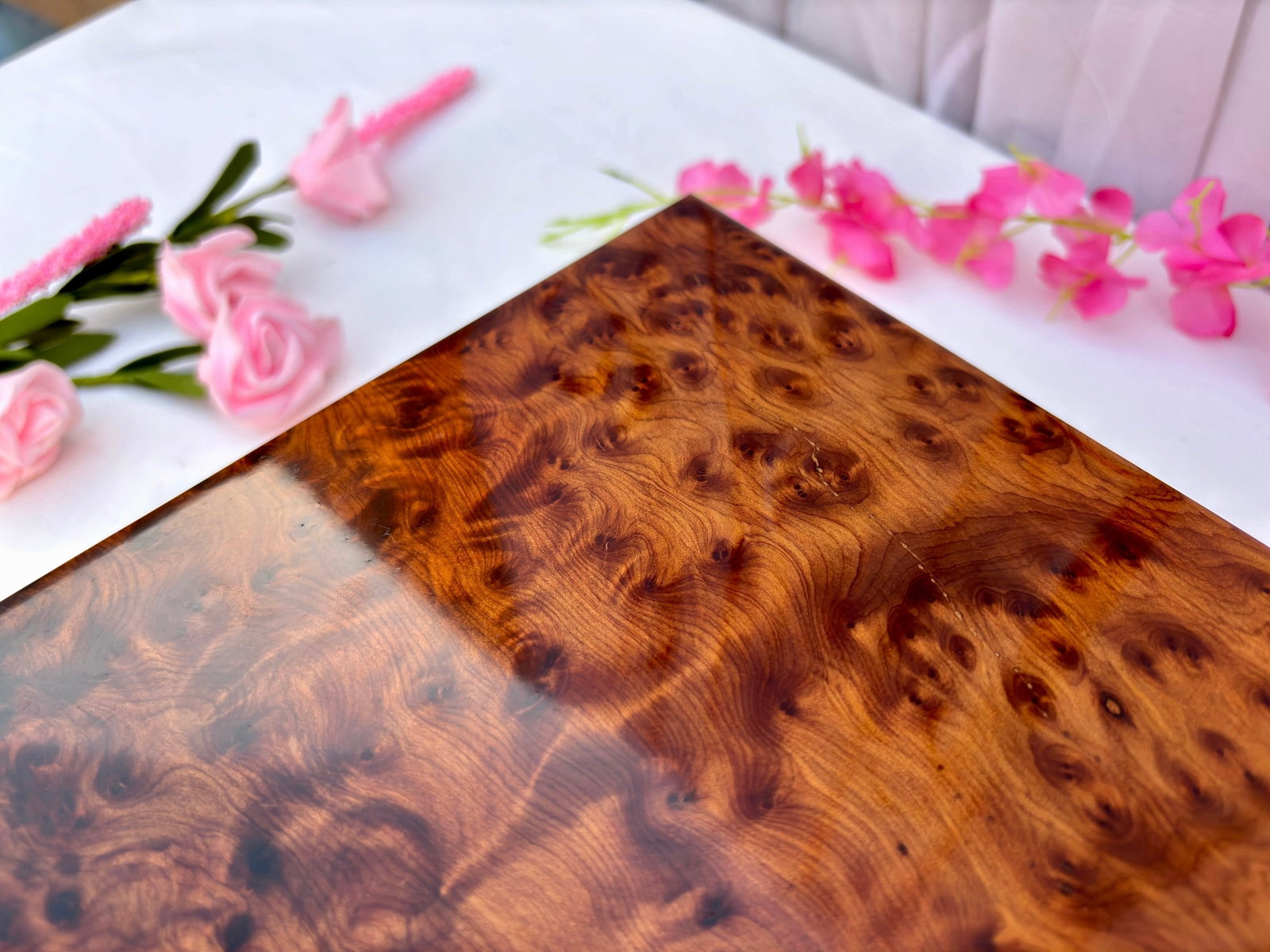 Thuya Burl Wood Jewelry Box – 12 × 8" - 12
