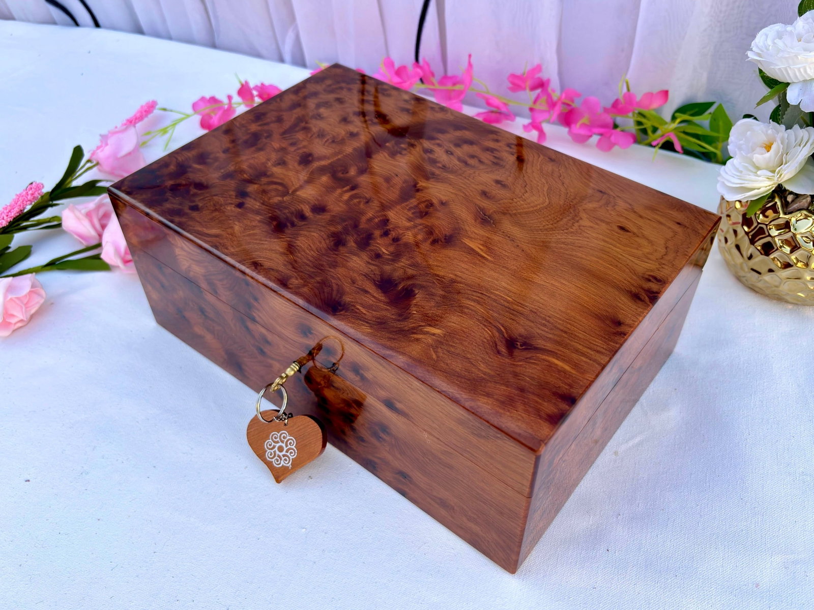 Thuya Burl Wood Jewelry Box – 12 × 8" - 3
