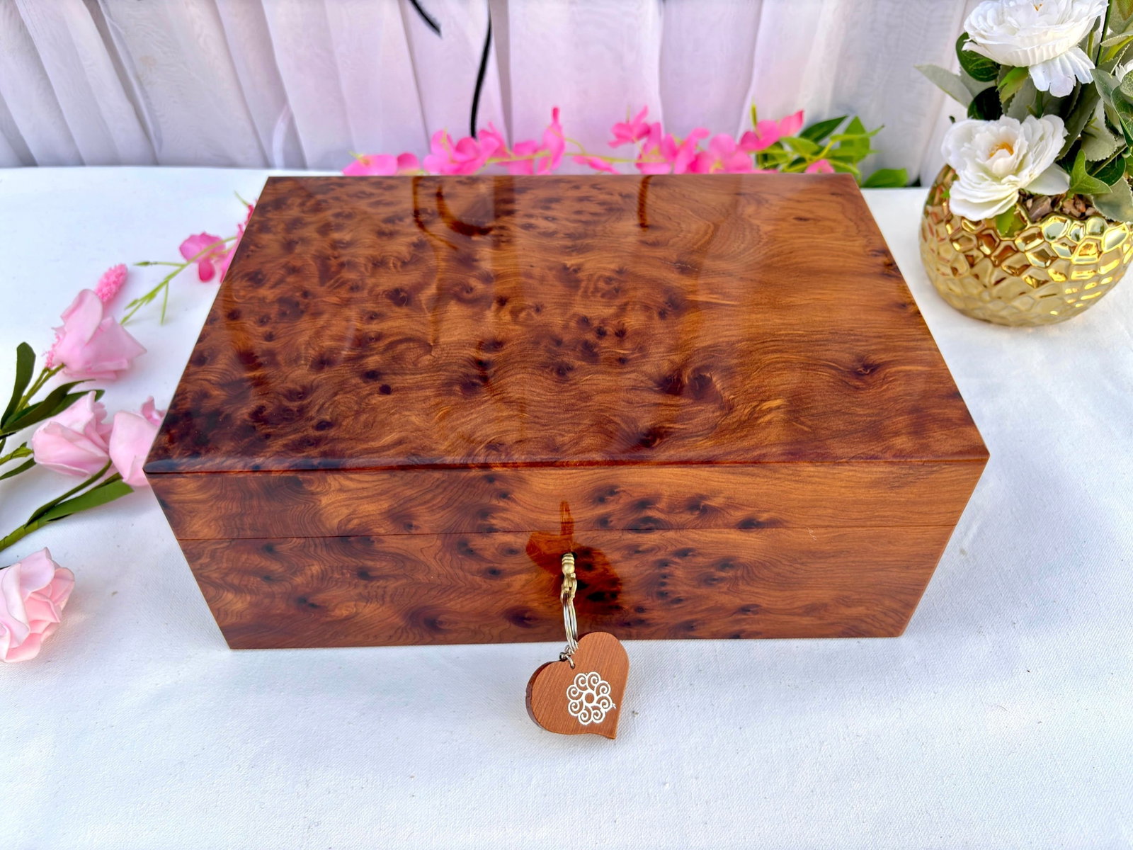 Thuya Burl Wood Jewelry Box – 12 × 8" - 5