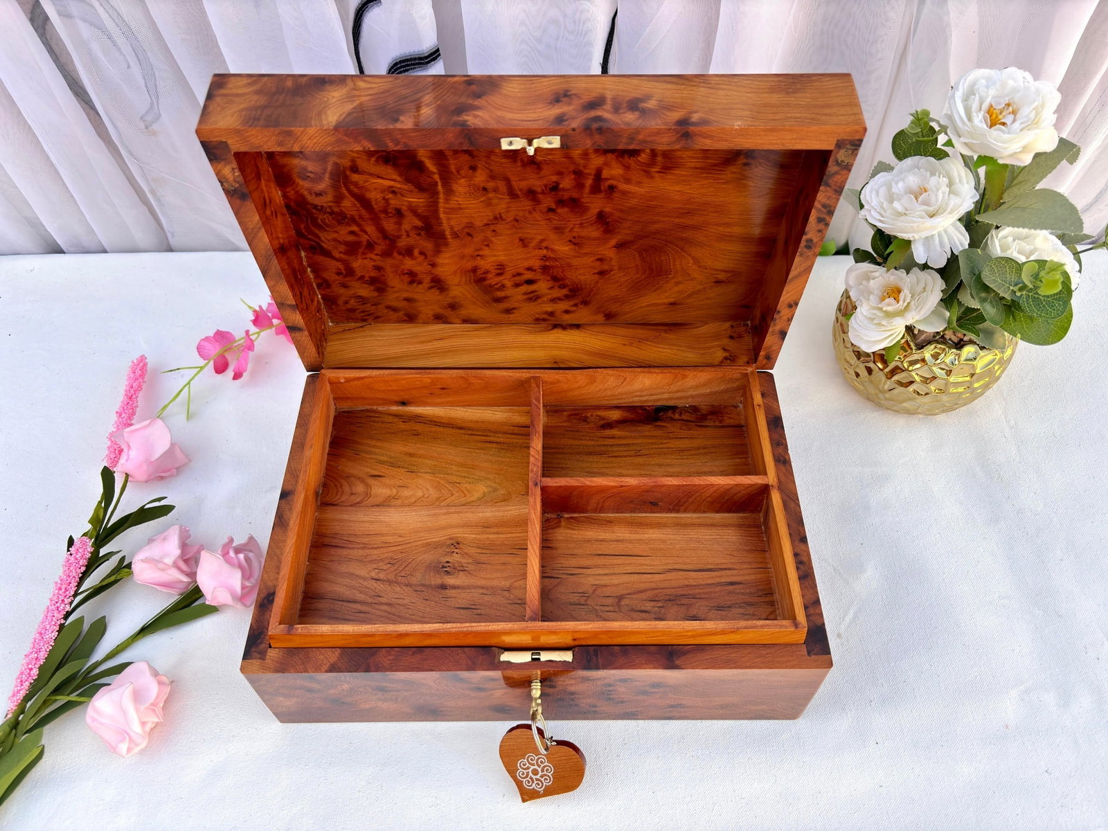 Thuya Burl Wood Jewelry Box – 12 × 8" - 7