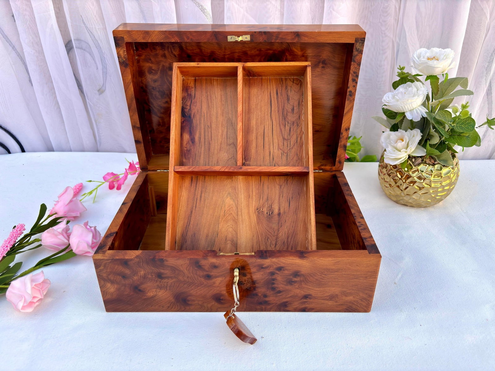 Thuya Burl Wood Jewelry Box – 12 × 8" - 8