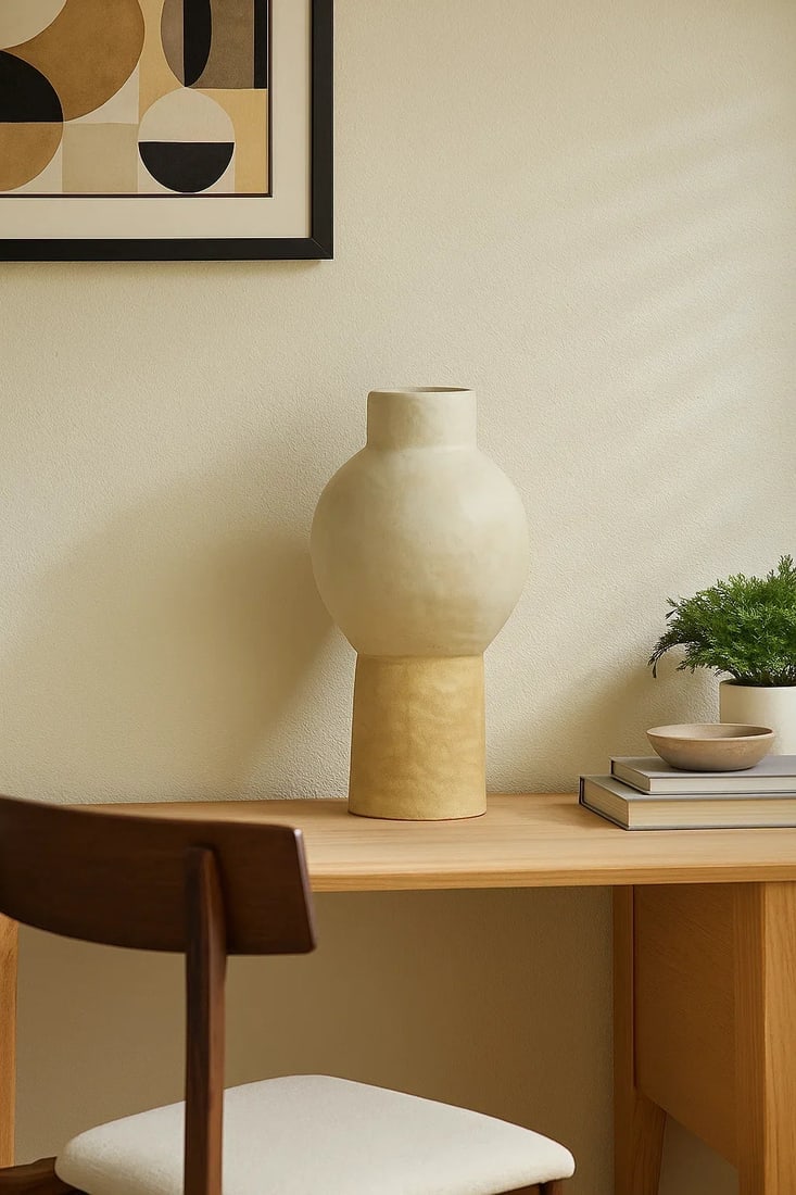 Statement Sculptural Tadelakt Plaster Vase – Handcrafted - 2
